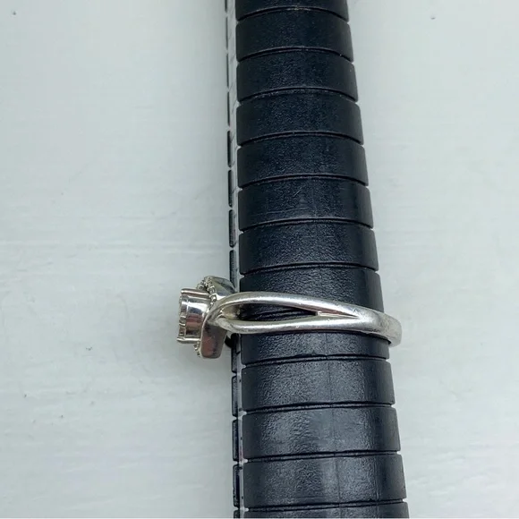 JJ Sterling Silver Heart with Diamond Illusion Setting Statement Ring - Picture 3 of 10